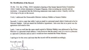 David Gegg Rectifies Statements Made in Error