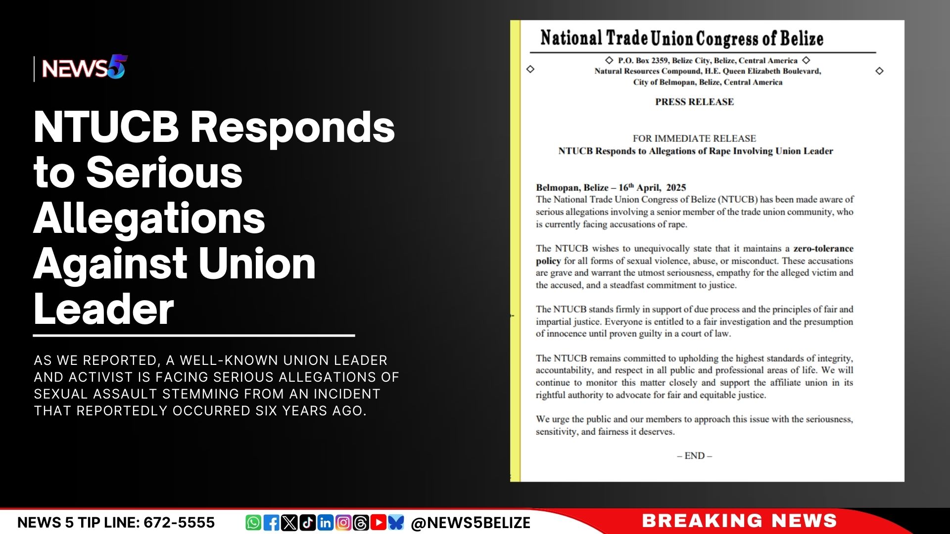 NTUCB Responds to Serious Allegations Against Union Leader | Greater ...
